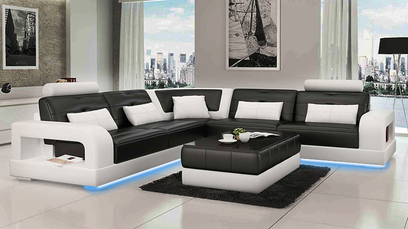 LEATHER SOFA CORNER COUCH USB SOFA SET DESIGN COUCH LIVING AREA Custom Made!