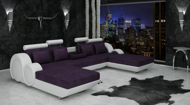 Textile sofa Fabric sofa Berlin U-shaped + USB corner sofa designer sofa set 2 recliners