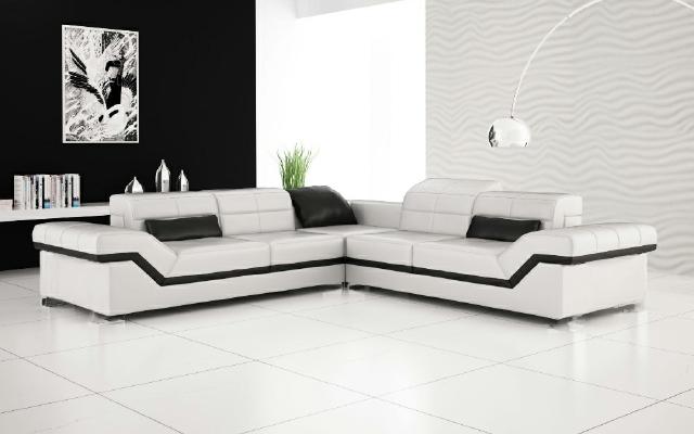 Leather sofa XXL living area couch design sofa with USB corner sofa seating set white