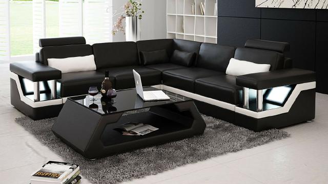 XXL Leather Sofa Living Landscape Corner Sofa Leather Corner Sofa Set HAMBURG II