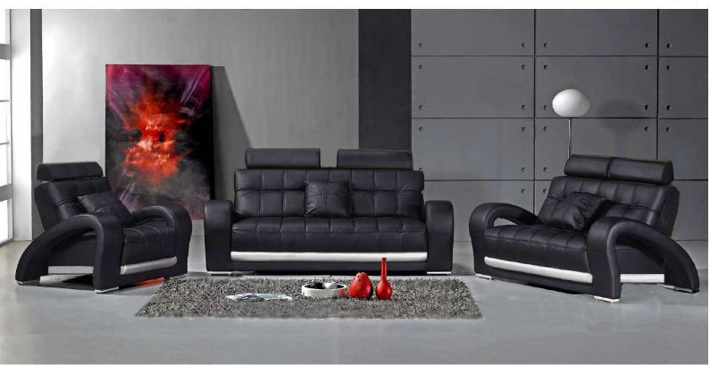 Leather sofa with USB living room set 3+2+1 seating arrangement Modern design sofa B2023