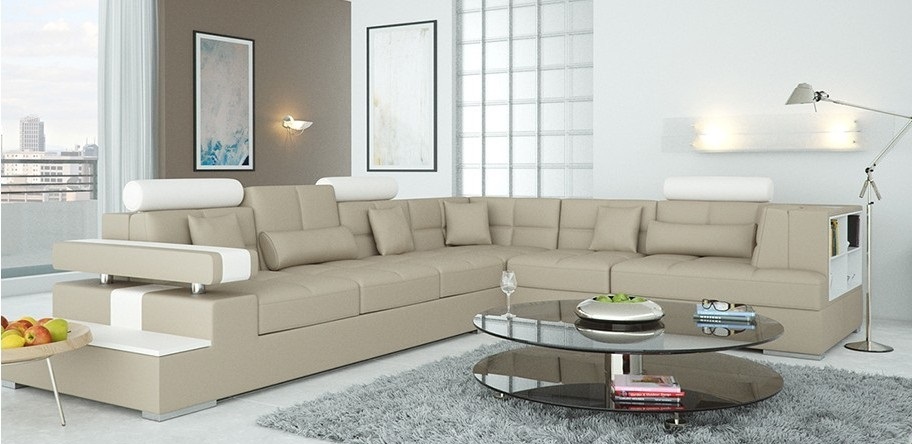 Living room corner sofa leather sofa + USB design upholstered corner shelf Uster sofa couch