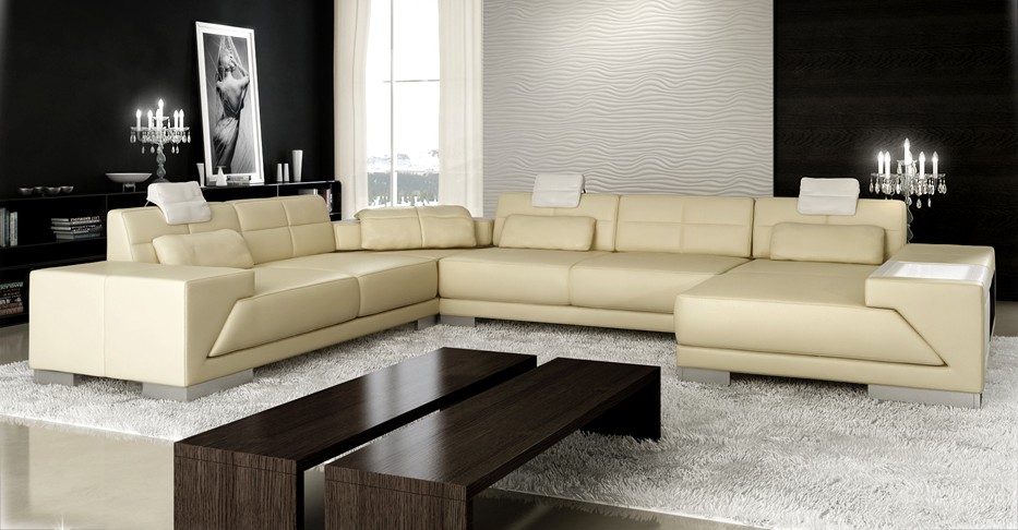 Leather sofa with USB couch upholstery corner living landscape corner sofa design leather new LED