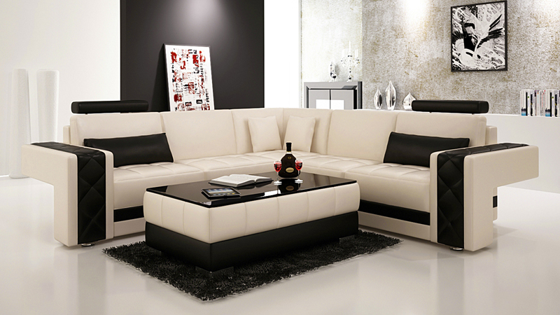 Leather sofa with USB living area corner sofa corner set modern design sofa L6010B