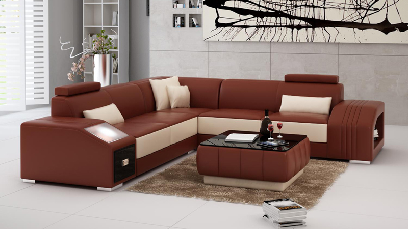 Leather sofa with USB, sectional living room furniture, corner sofa, corner set, modern design sofa L6003B