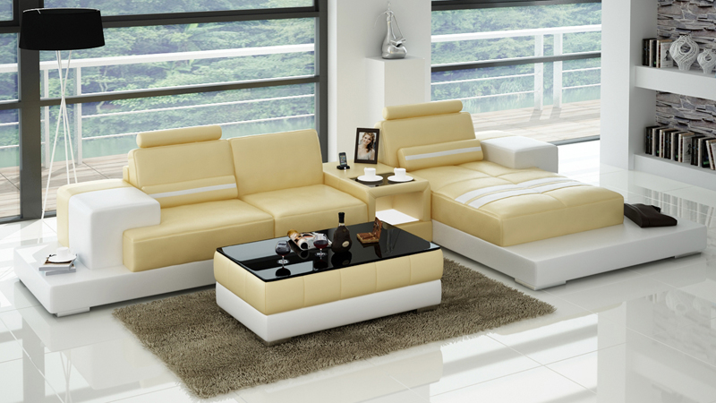 Leather sofa with USB living room set corner sofa corner unit design couch sofa L6004D