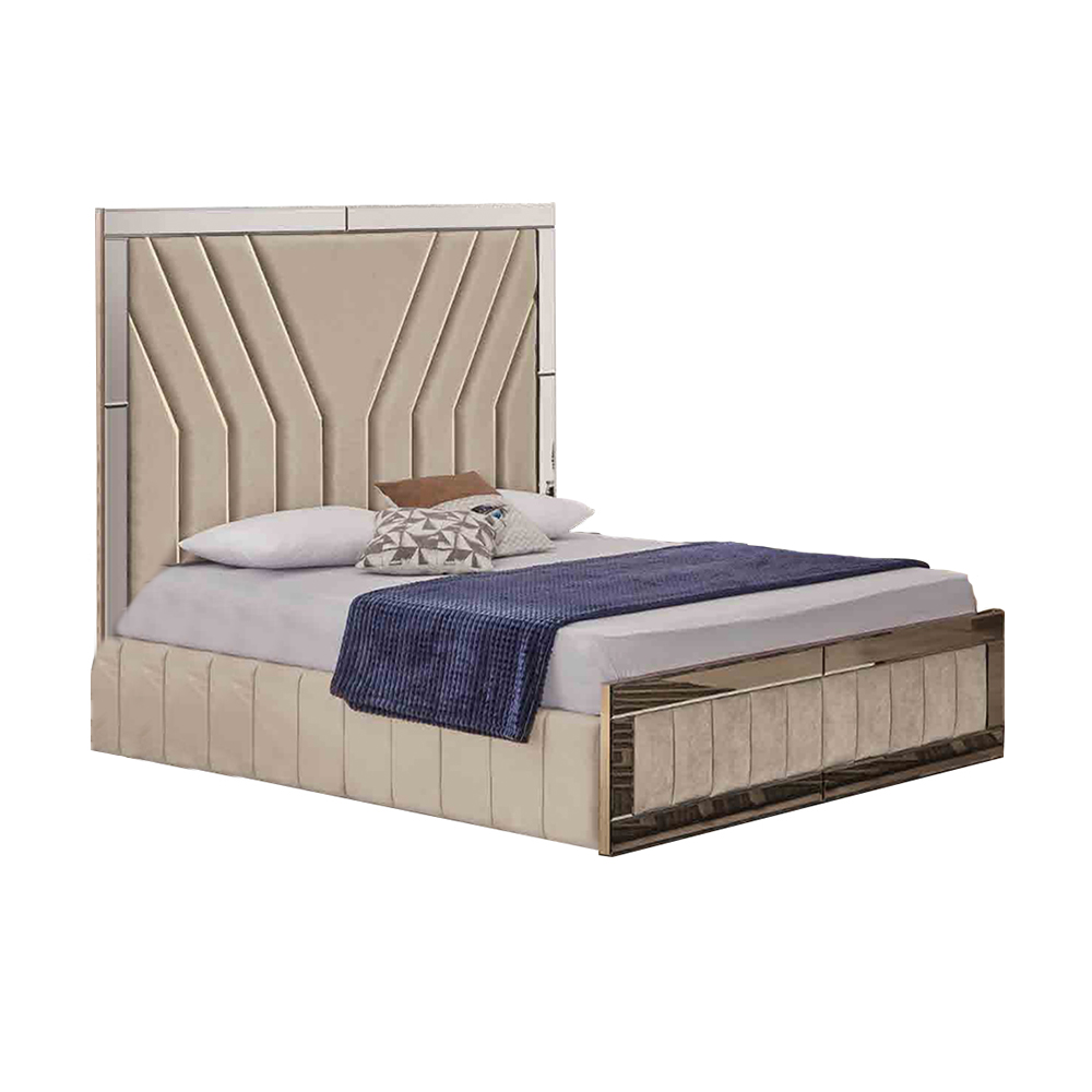 Beige bedroom bed designer double bed luxurious bed frame bed