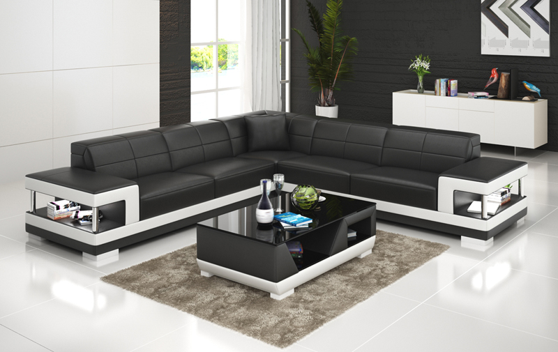 Leather sofa with USB living room landscape corner sofa corner suite modern design sofa G8017B