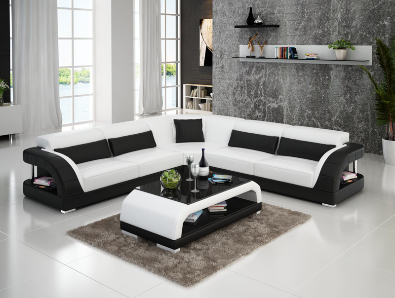 Leather sofa with USB, sectional living room sofa corner set modern design sofa G8016B