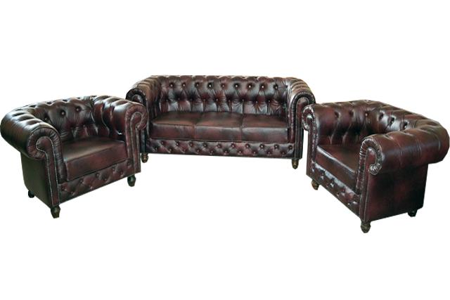 Chesterfield Sofa Set 3+1+1 Seaters Dark Brown Premium Faux Leather New Living Room Couch