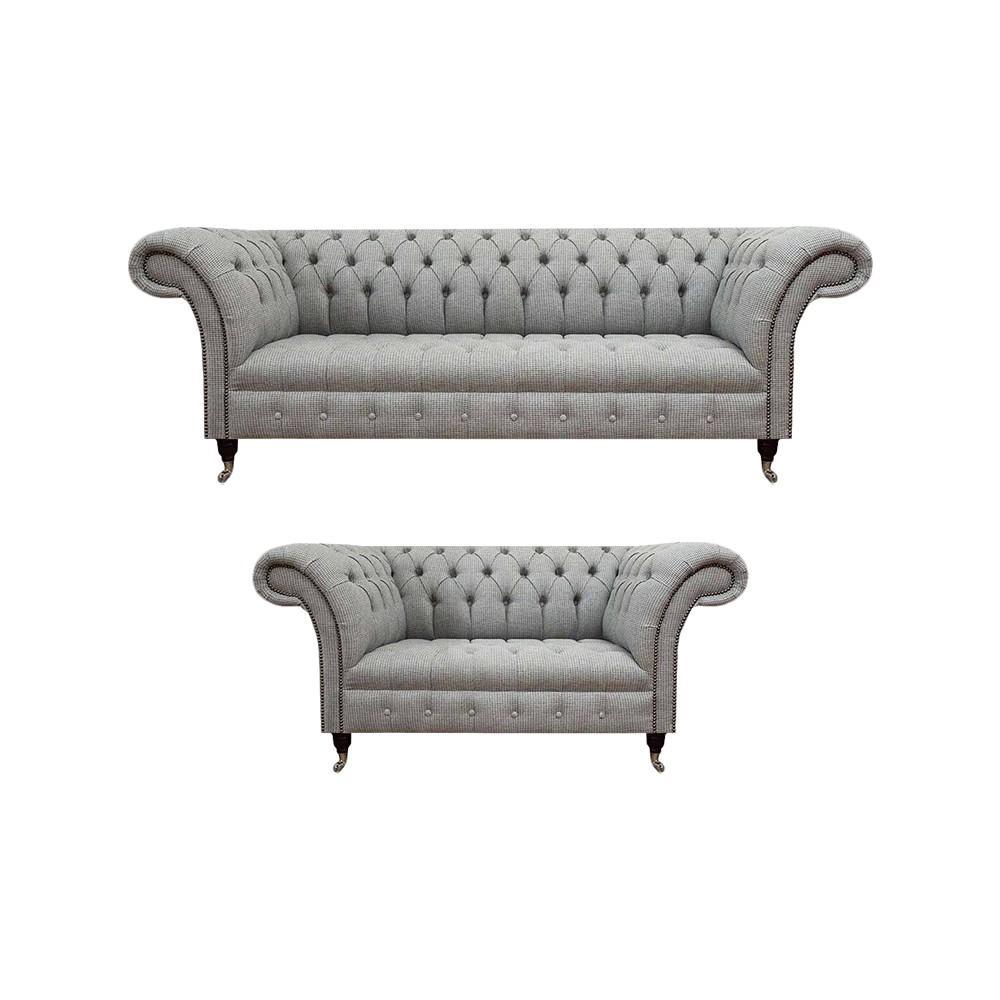 Complete sofa set Chesterfield gray 2-piece luxury 2x sofas living room