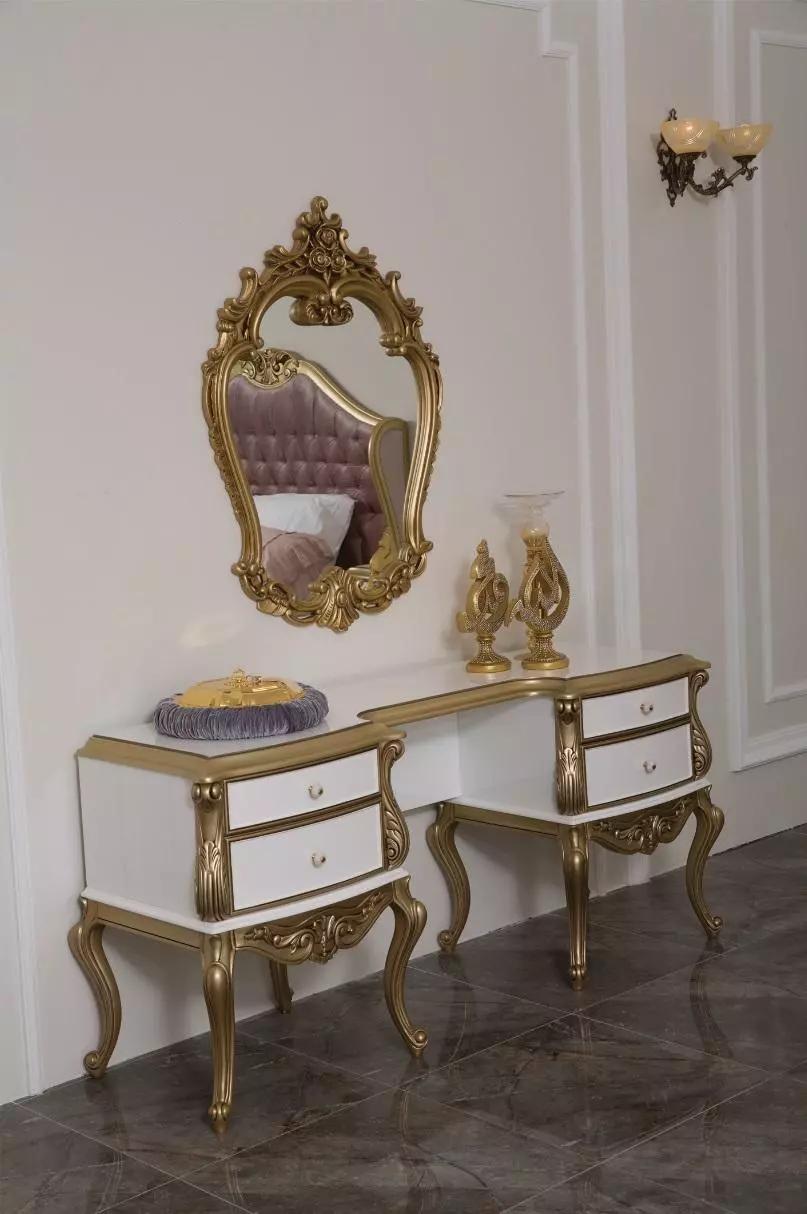 Royal Dressing Table with Baroque Mirror Console Sideboard Wood 2pcs