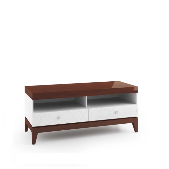 Modern style made of real wooden TV lowboard with 2-sliding drawers & shelves
