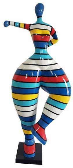 Abstract decorative sculpture designed as a gloss stand figure with colorful stripes 132cm