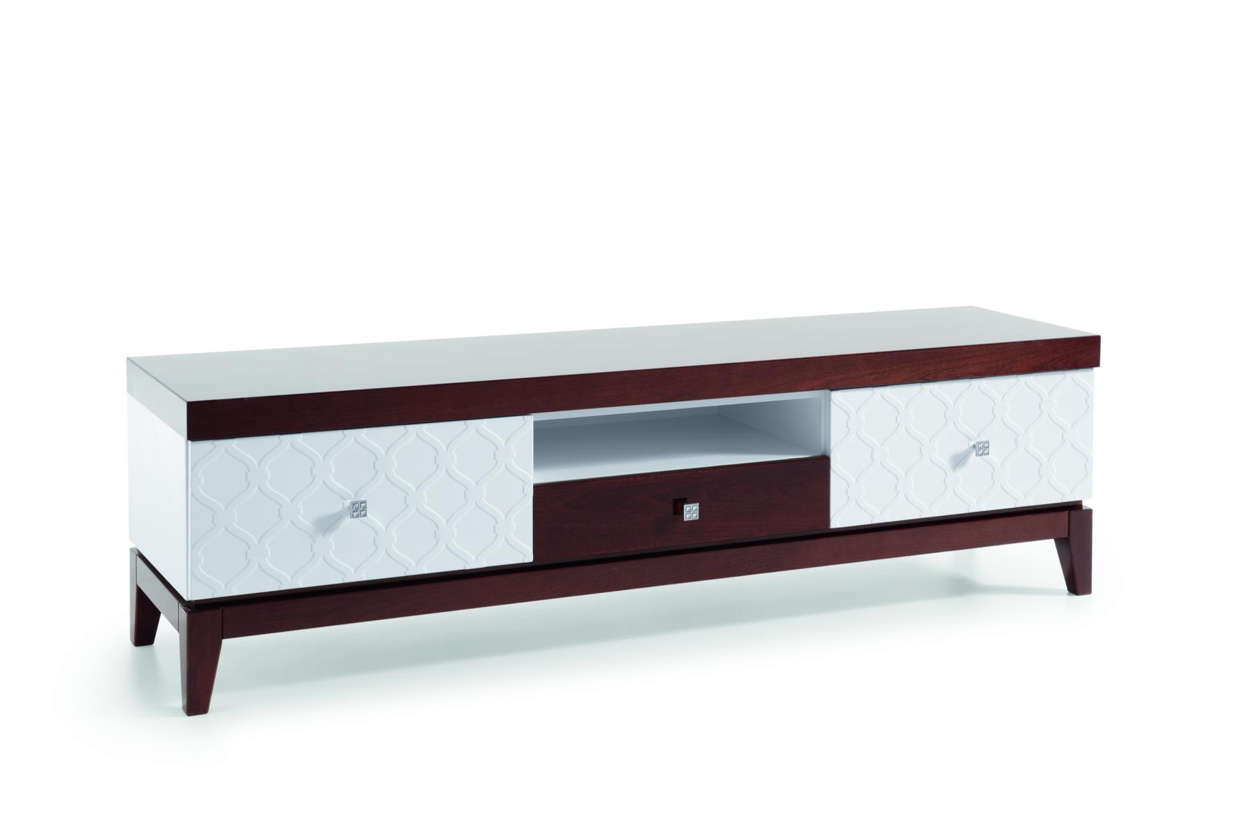 Modern style made of real wooden TV lowboard with 3-sliding drawers & shelf