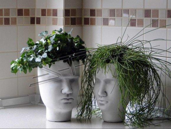 Design Flower Pot Top Planter Vessel Pots Figure Face Sculpture S204026