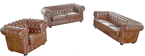 Chesterfield Classic Sofa Set 3+2+1 Seaters Classic Brown Faux Leather Comfortable Living Room Furniture