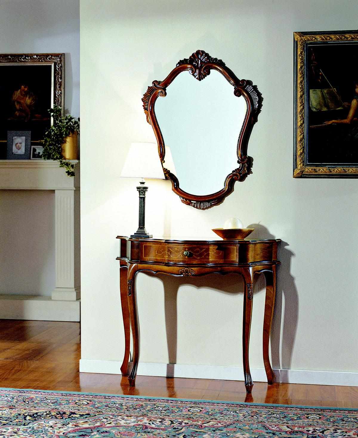 Furniture style baroque console table mirror wood Italian tables consoles 2 pcs.