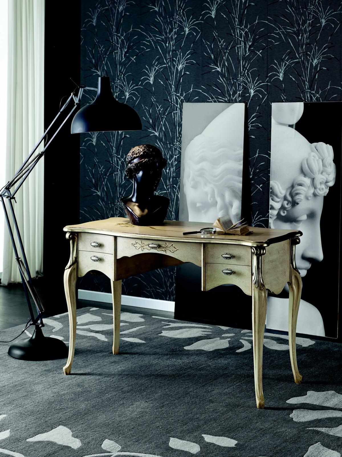 Luxury desk consoles luxury table office furniture baroque gold real wood tables Italy