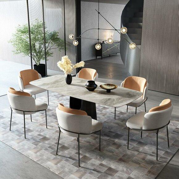 Dining room marble tables dining set set chair group new table design chairs 7 pieces