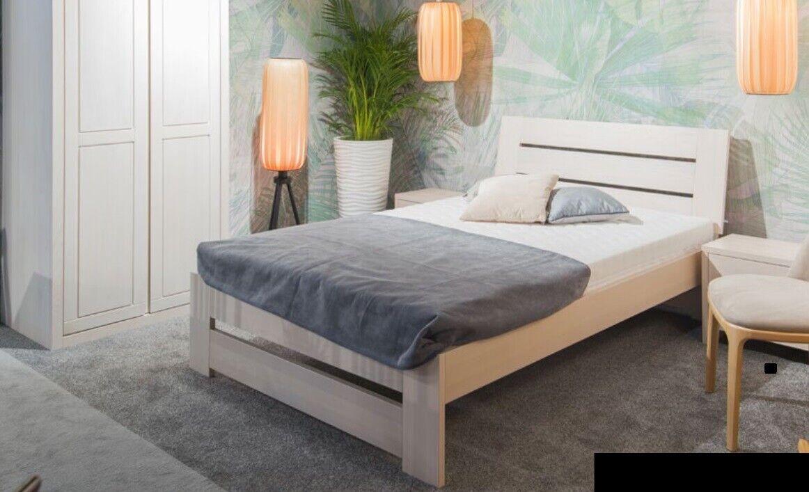 Bed bedroom complete set of beds with 2 bedside tables 100x200cm loft solid