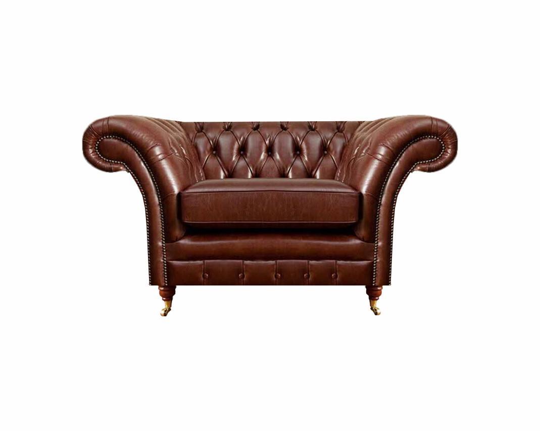 Living room armchair brown chesterfield furniture couch upholstered seat new