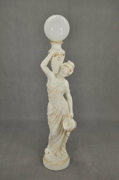 Antique greek style woman figure statue design acrylic/stucco floor lamp, model - 1680