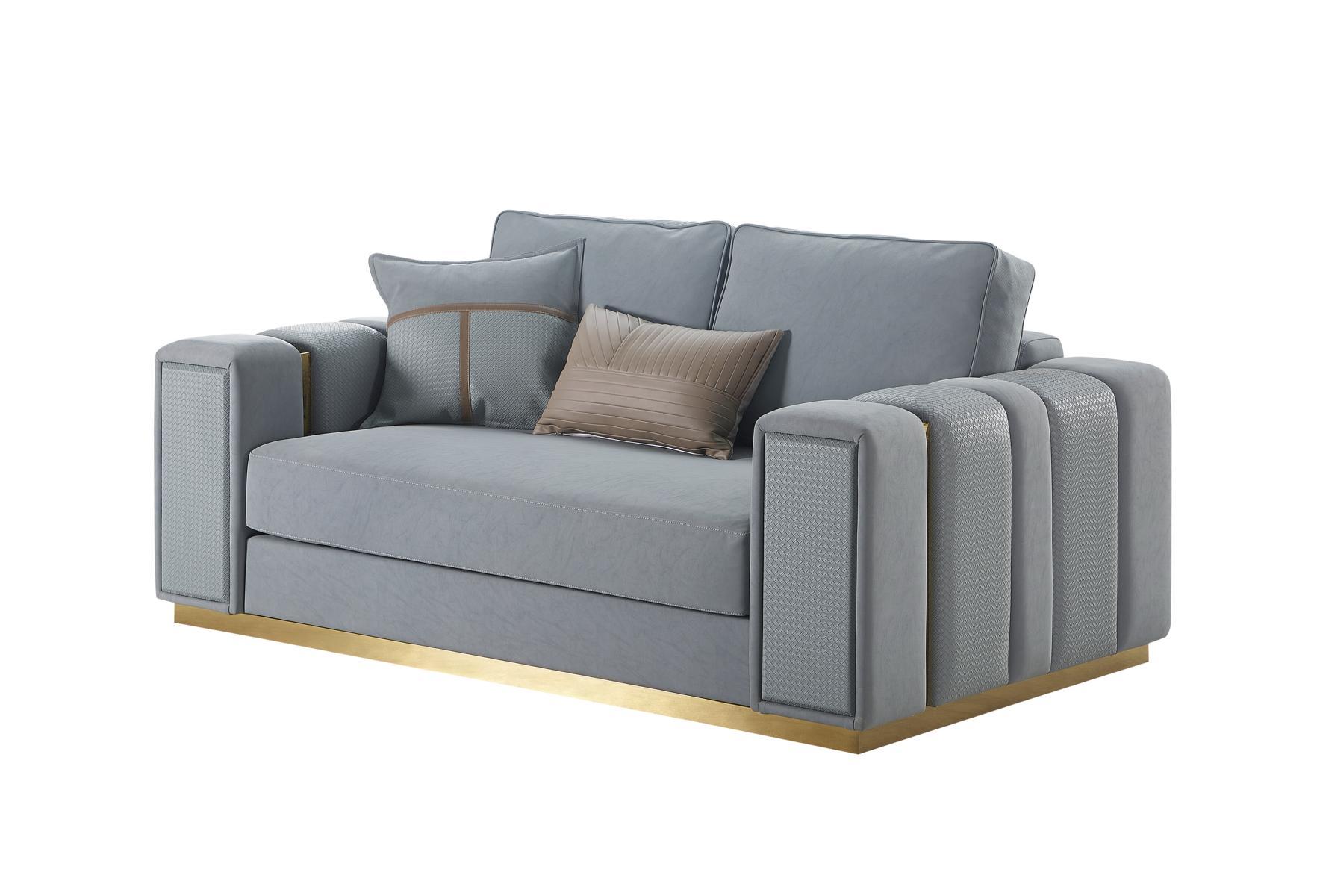 Sofa 2 Seater Living Room Modern Design Couches Sofa Blue Textile Furniture Light Blue