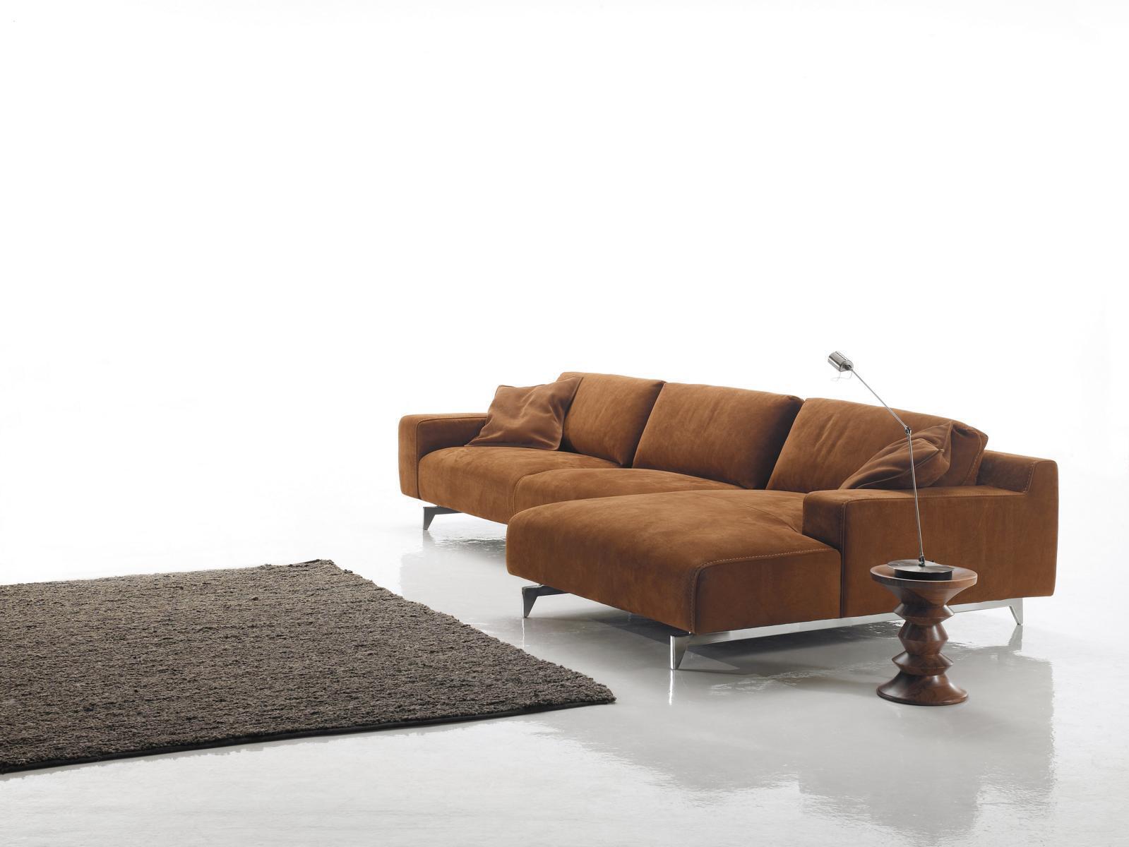 Corner sofa brown design upholstery couch textile living room L shape sofas Prianera