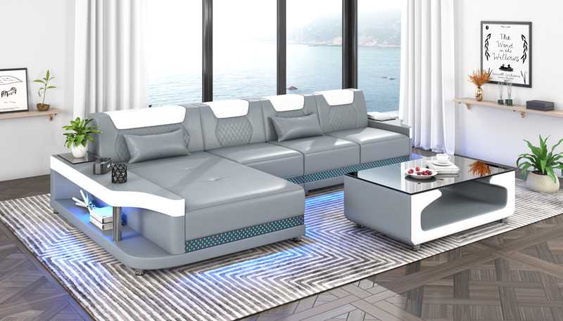 Corner sofa L shape leather sofa couch sofa grey luxury modern couches