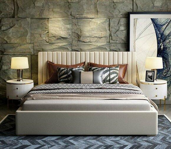 Bed 2x bedside table 3 pieces bedroom design set modern luxury bed sets