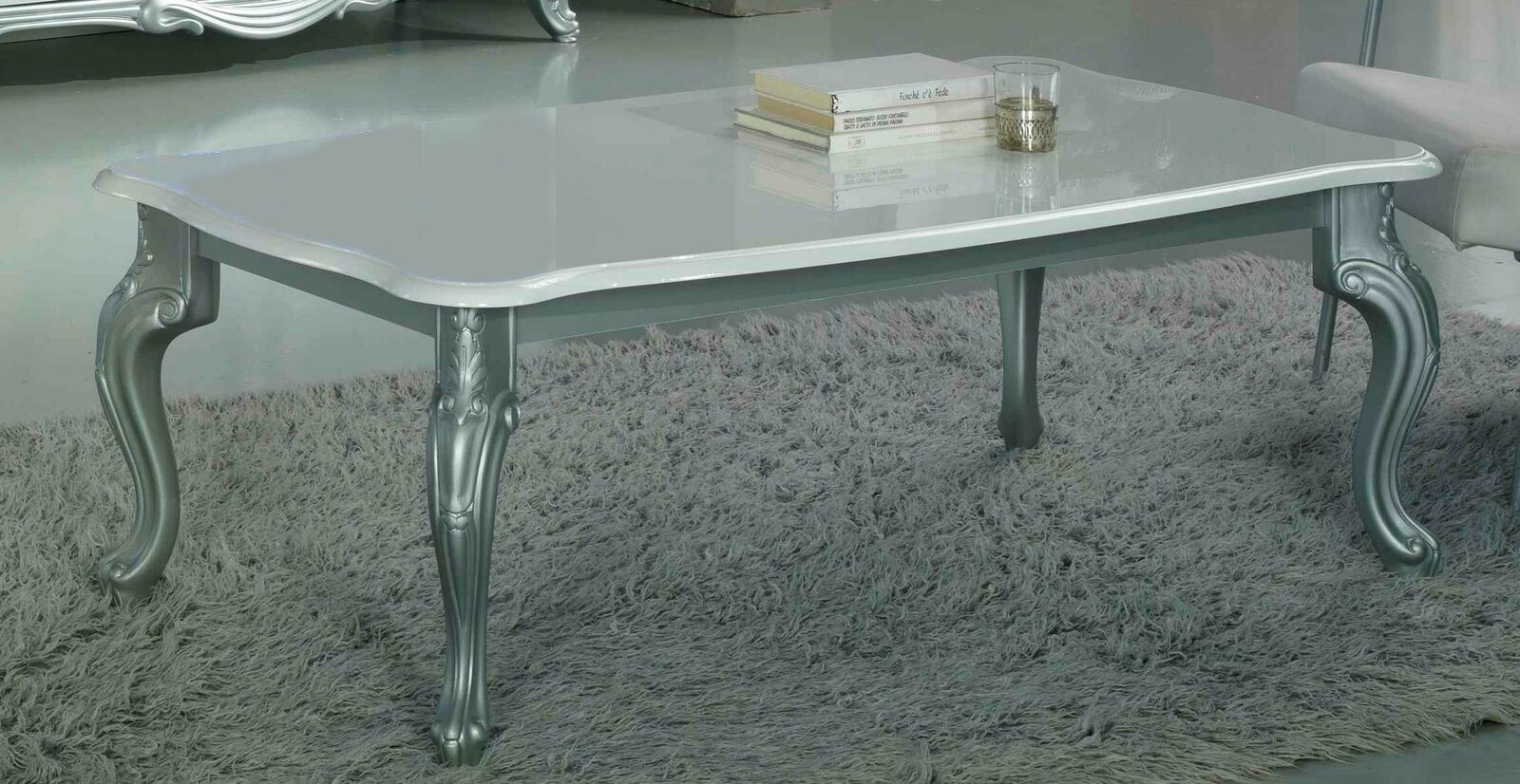 Empire style luxury designed living room side coffee rectangular table, italian furniture