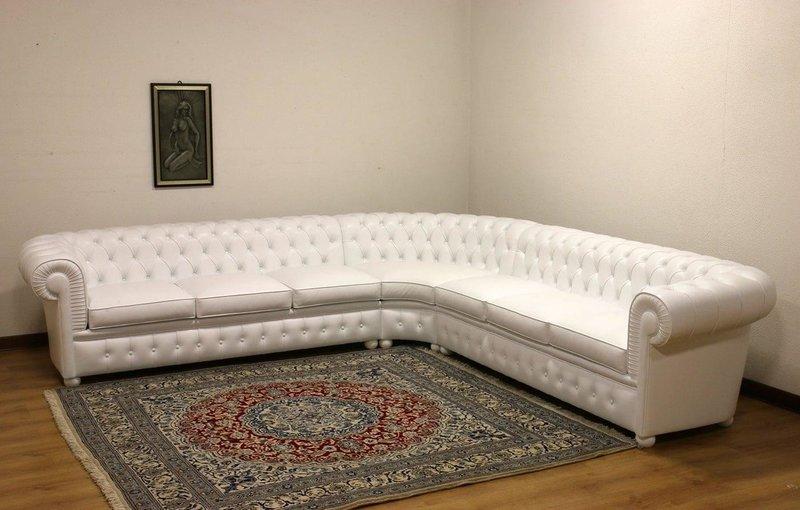 Corner Sofa L-Shaped Chesterfield Snow White Modern With Cushions New Living Room Corner Couch