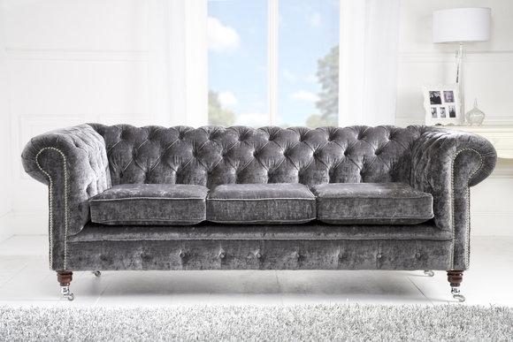 Luxurious Textile Sofa 3-Seater Comfortable Grey Couch With Soft Cushions Living Room New