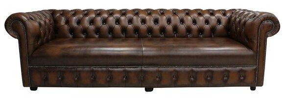 Chesterfield Sofa XXL 4-Seater Classic Brown Faux Leather Couch Comfortable Living Room