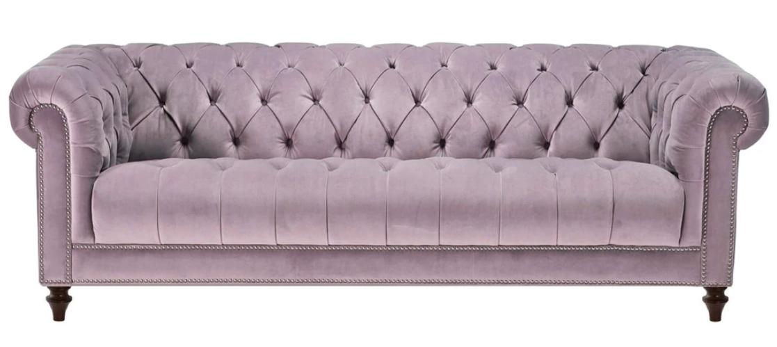 Purple Three Seater Fabric Chesterfield Design Couches Upholstery Sofas Original Velvet