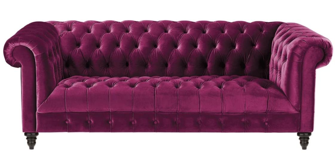 Pink Three Seater Fabric Chesterfield Design Couches Upholstery Sofas Orignal New