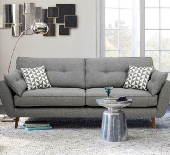 Upholstered Sofa Sofa 2 Seater Textile Seat Design Couch Sofas Fabric Grey 226 cm New