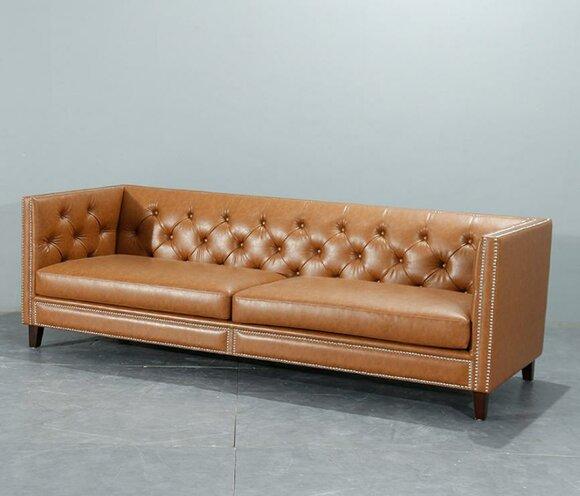 Sofa 4 seater upholstered sofa modern seat polyester design couch orange