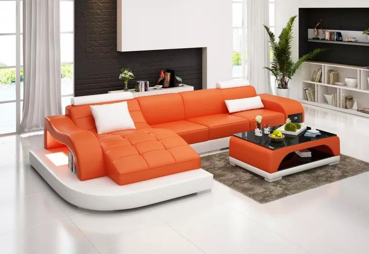 Corner Sofa Living Area Leather Sofa Designer Sofa Couch Upholstery Corner Sofa Orange