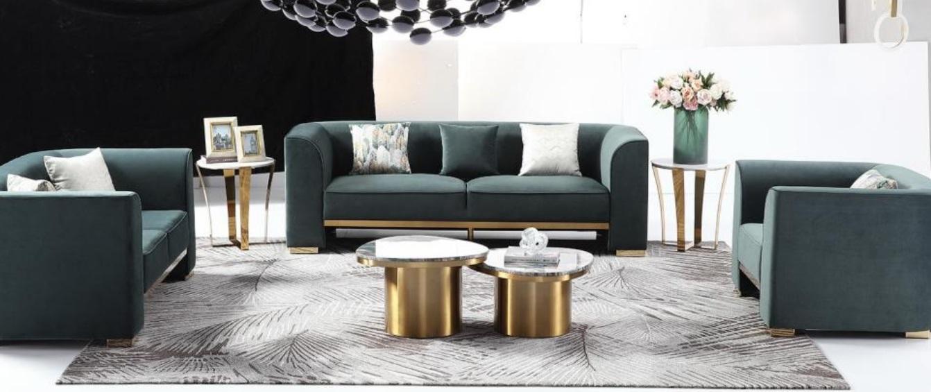 Round Table Couch Marble Round Tables Side Table Stainless Steel Double Set 2pcs Furniture