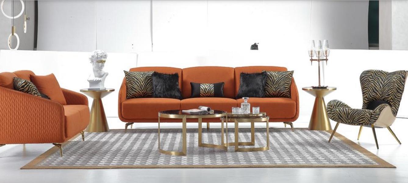 Three Seater Couch Upholstery Design Sofa Modern 3 Seat Sofas Room Furniture Orange