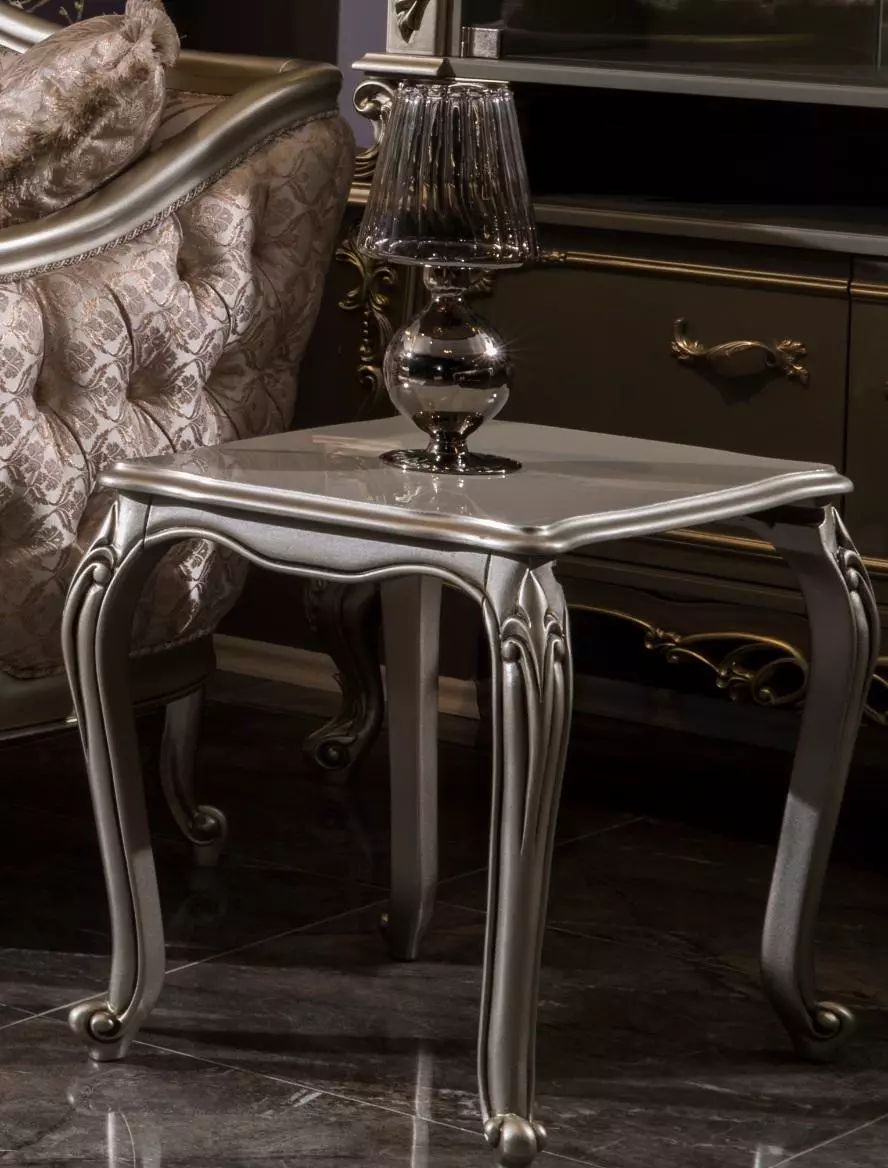 Silver Side Table Baroque Rococo Table Newspaper Table Living Room Wood