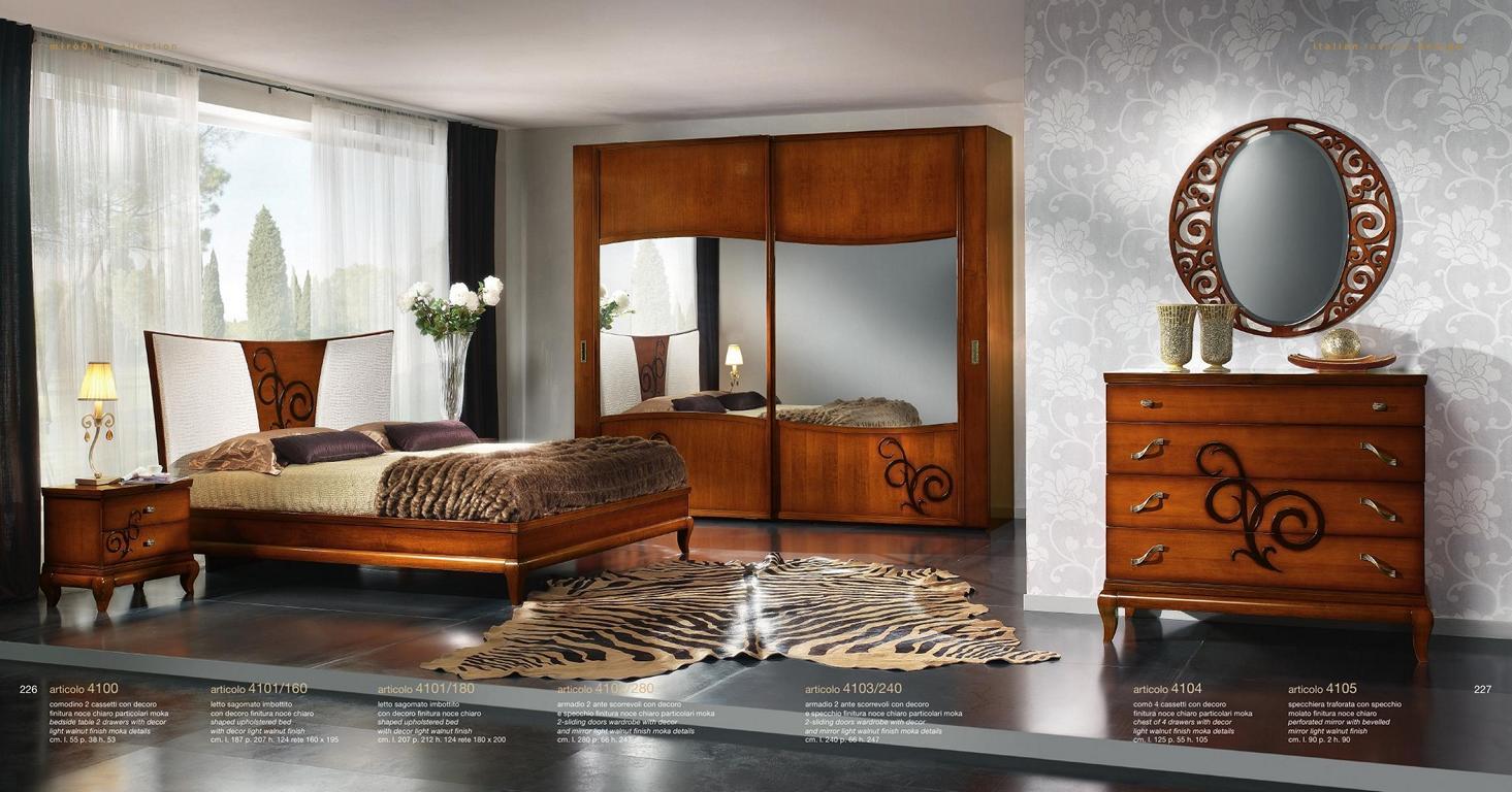 Bedroom Bed Nightstand Wardrobe Chest of Drawers Mirror Luxury New Set 6pcs.