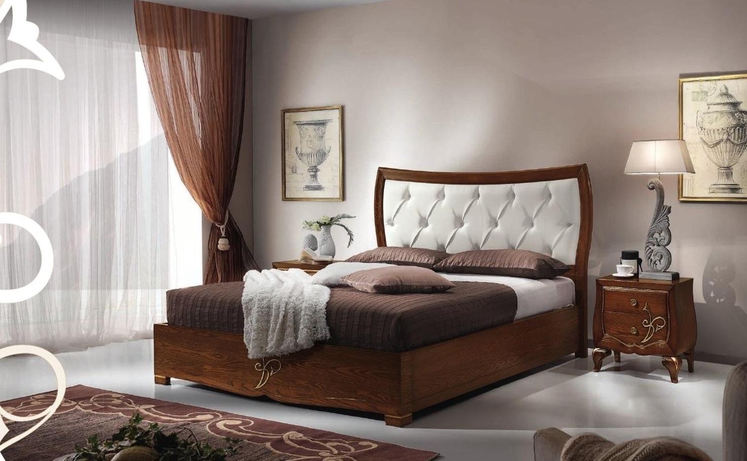 Bed Bed Frame Wood Double Bedroom Brown Modern Double Bed Furniture