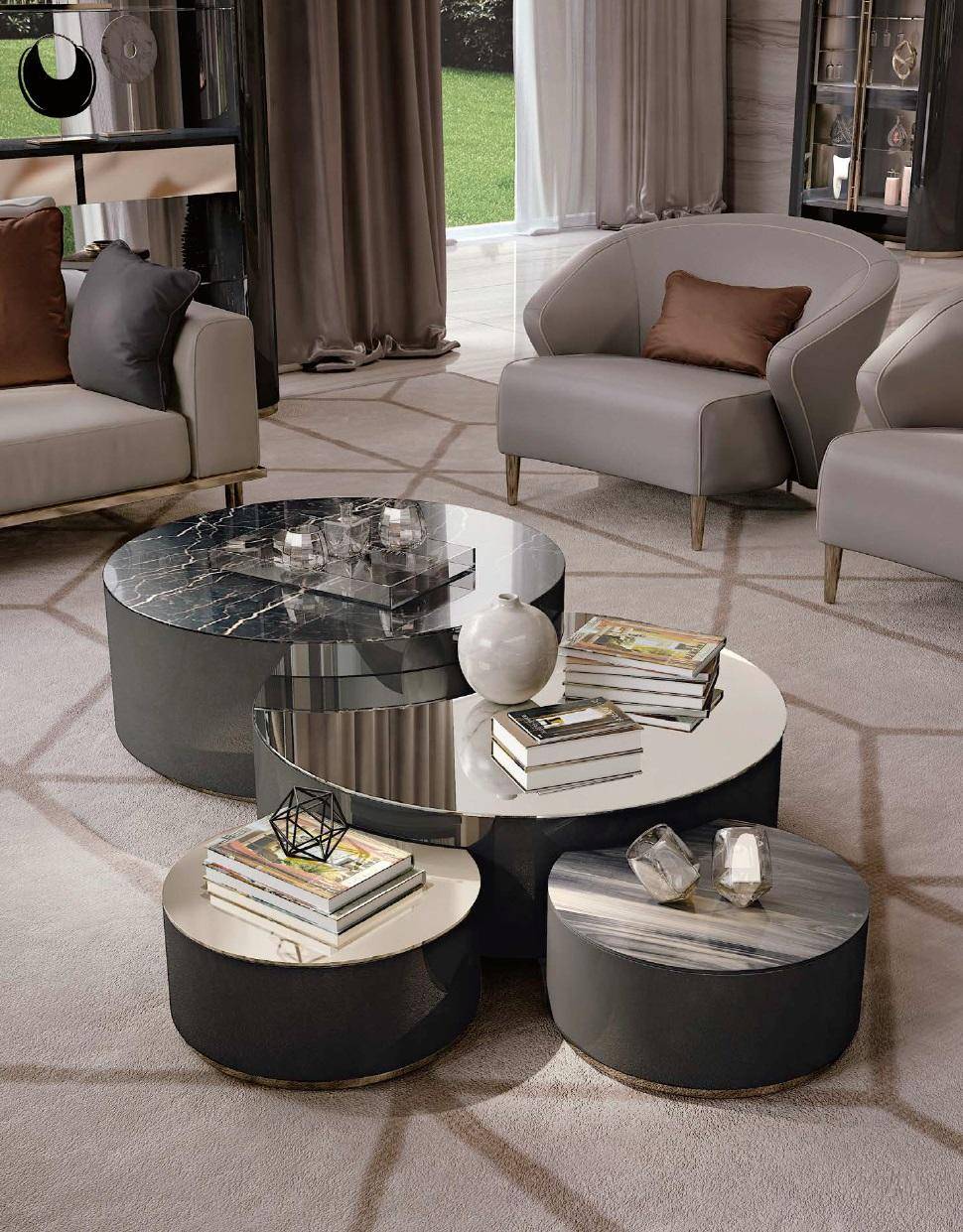 Coffee Table Living Room Sofa Designs Italian Furniture Bizzotto Stainless Steel Round