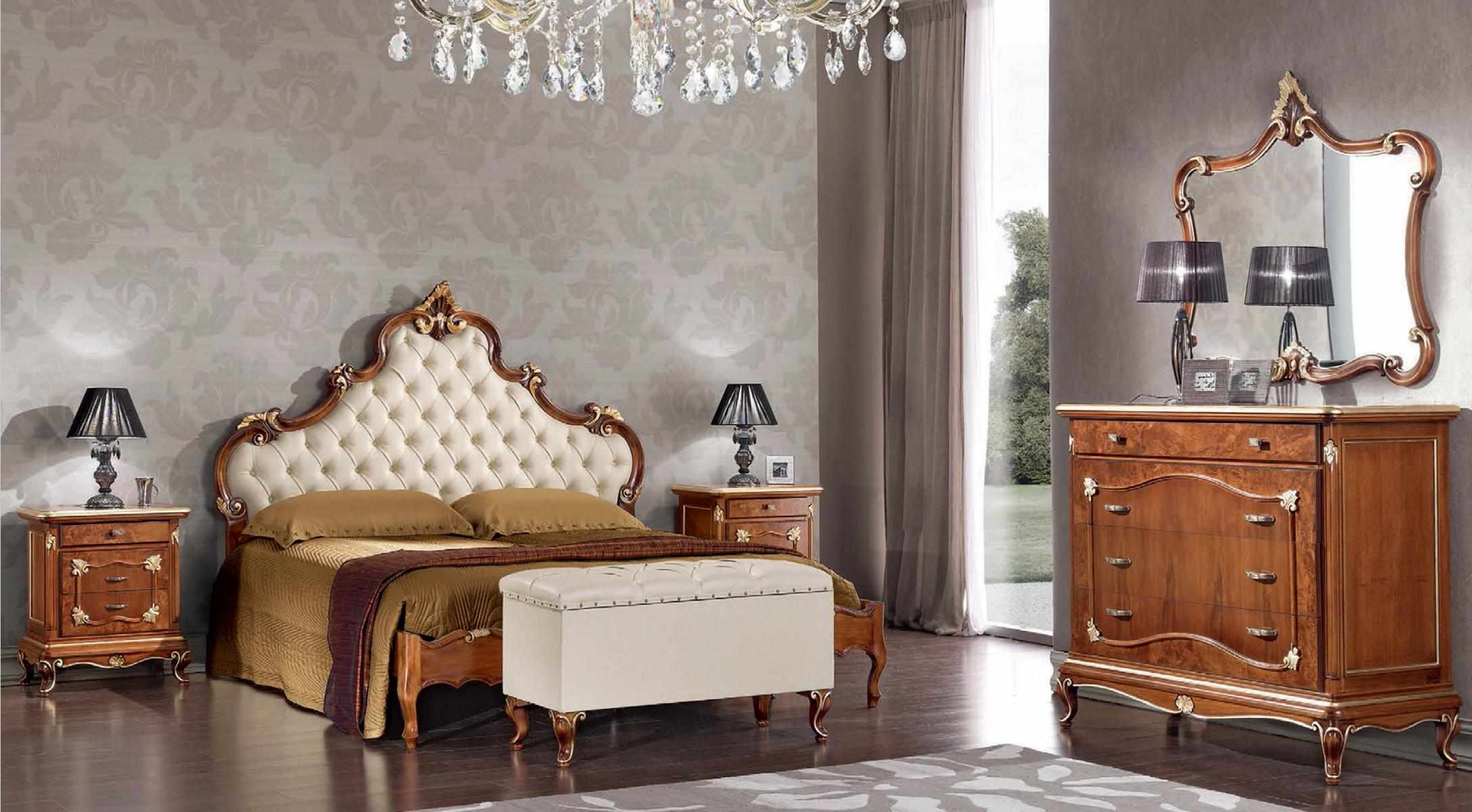 Bedroom Complete Set Bed 2x Bedside Table Chest of Drawers Mirror Armchair 6pcs Italy