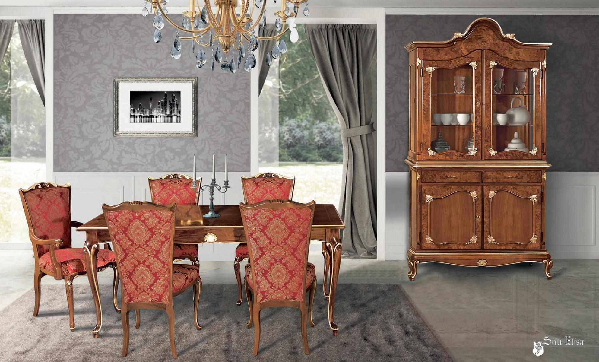 Italian Dining Room Table + 6x Armchairs Chair Dining Set 7pcs.