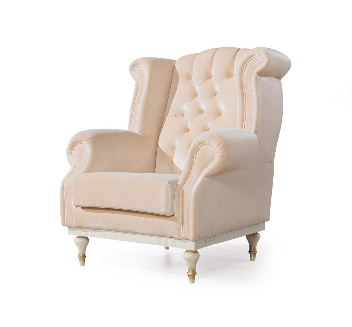 White retro armchair Chesterfield single-seater bar armchair living room 1-seater