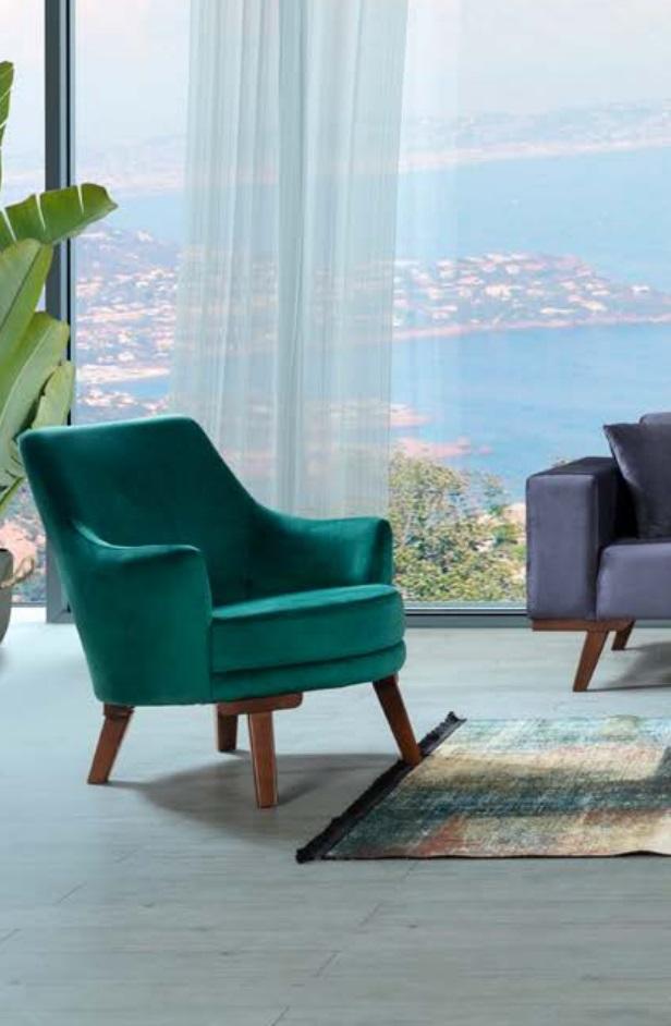 Living Room Armchair 1 Seat Fabric Polyester Style Modern Green Colour